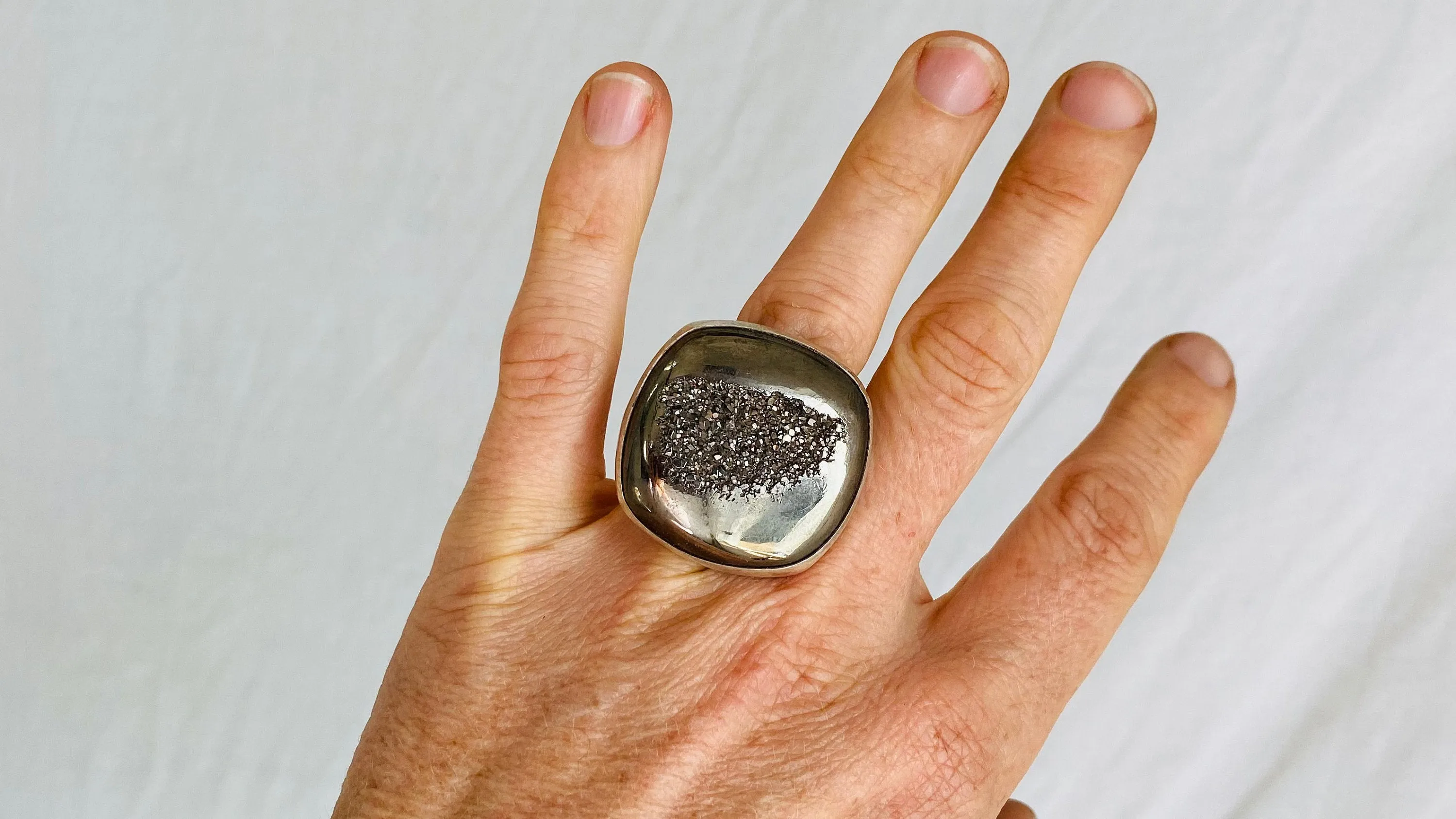 Pyrite Druzy Ring. Size 7.5