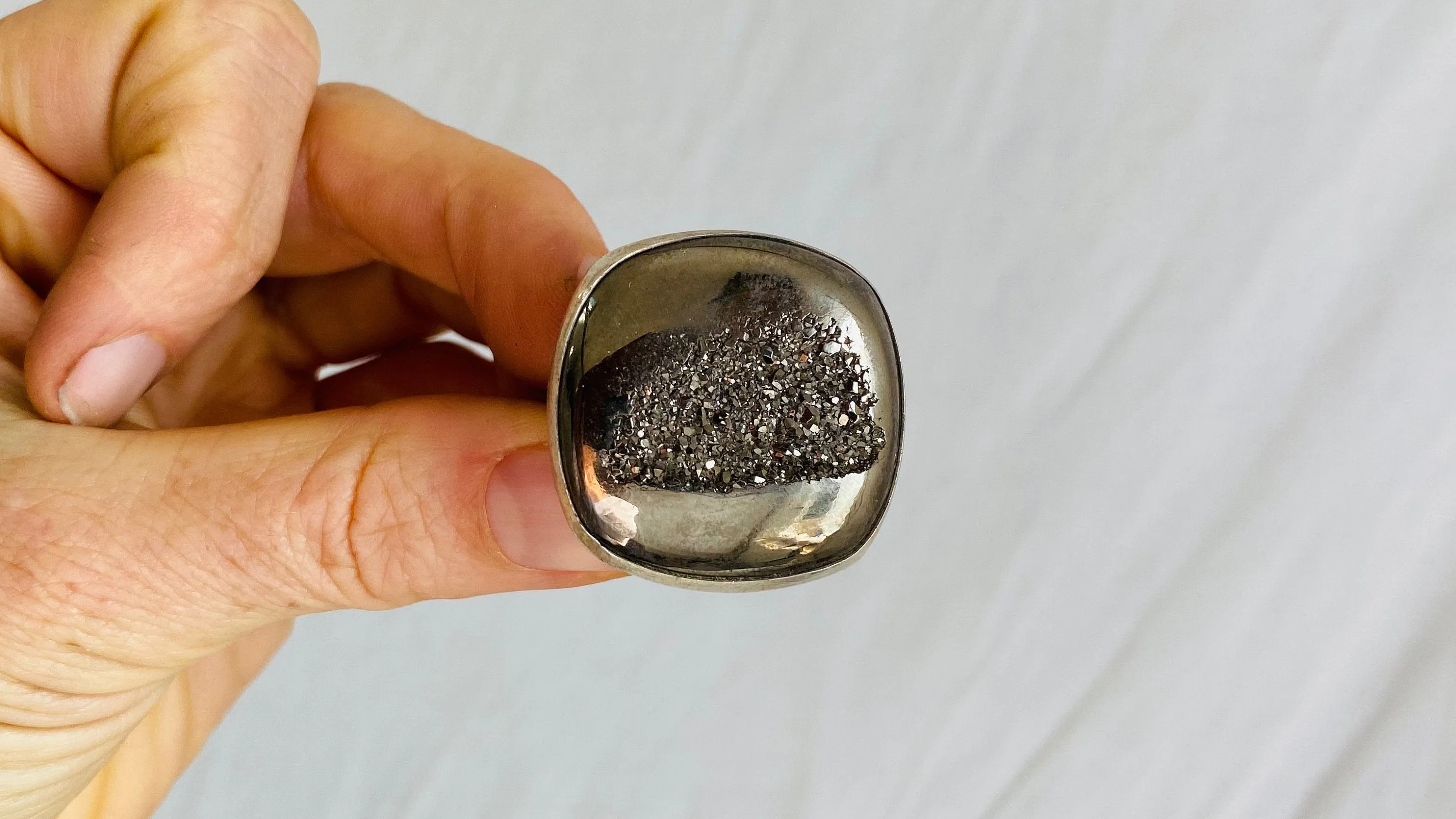 Pyrite Druzy Ring. Size 7.5