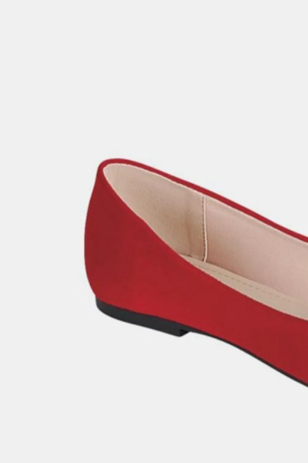 Red Pointy Toe Slip On Flats