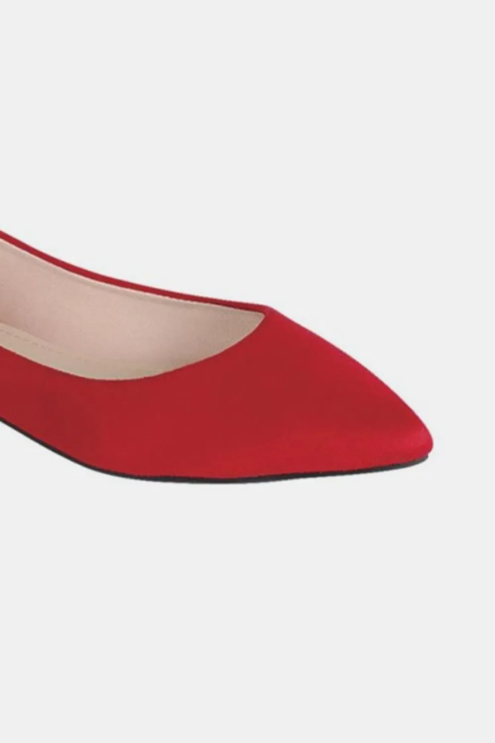 Red Pointy Toe Slip On Flats