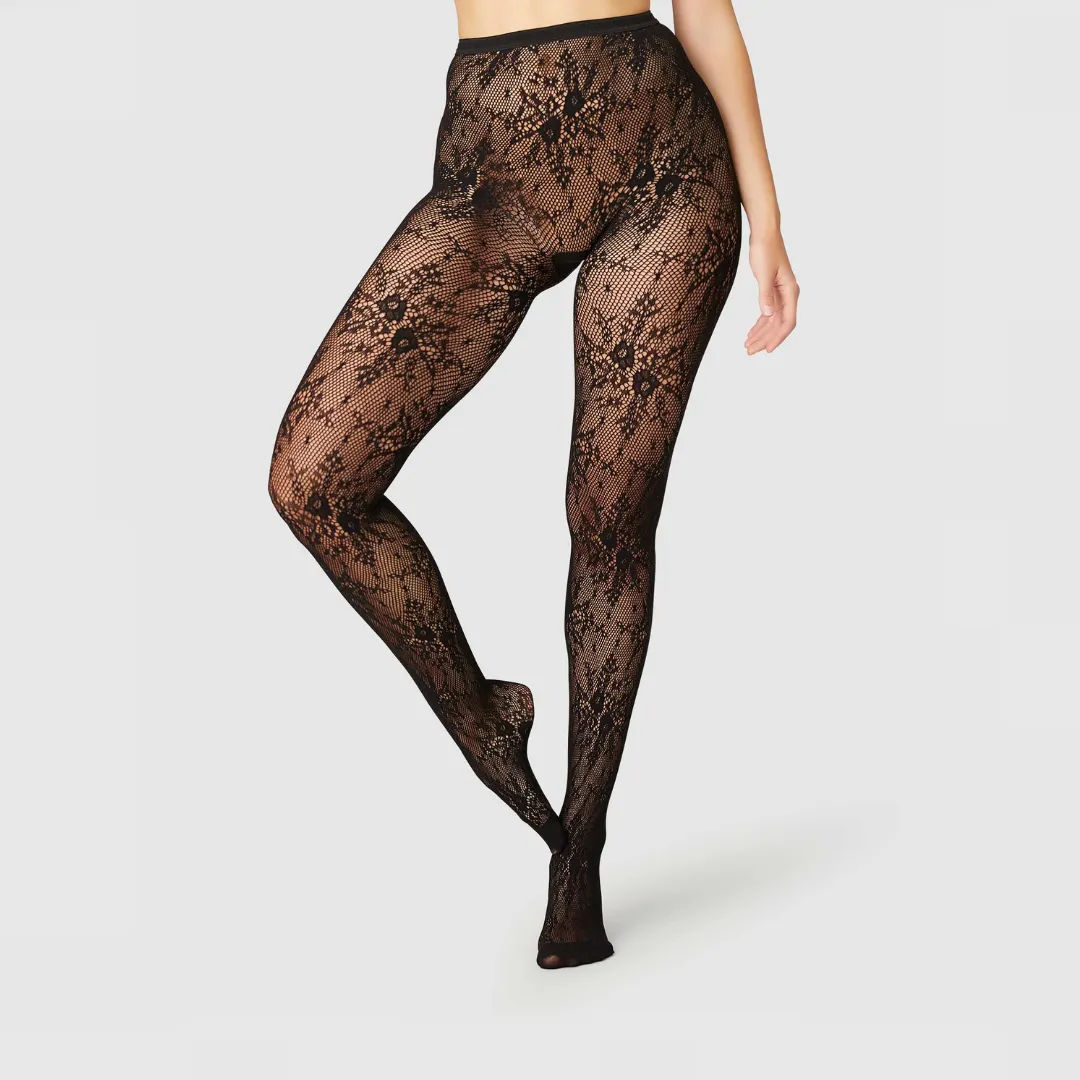 Rosa Lace Tights: Black