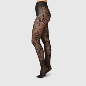 Rosa Lace Tights: Black