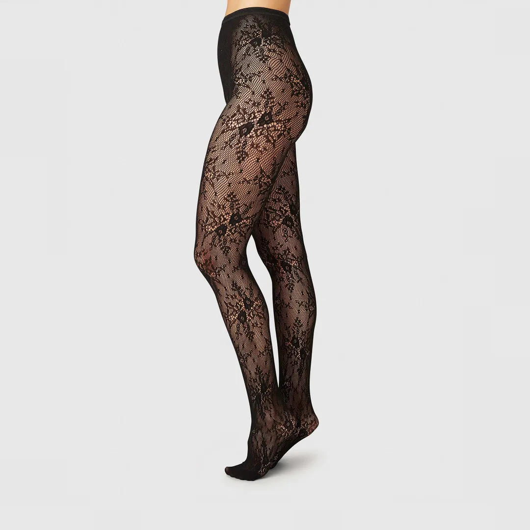 Rosa Lace Tights: Black