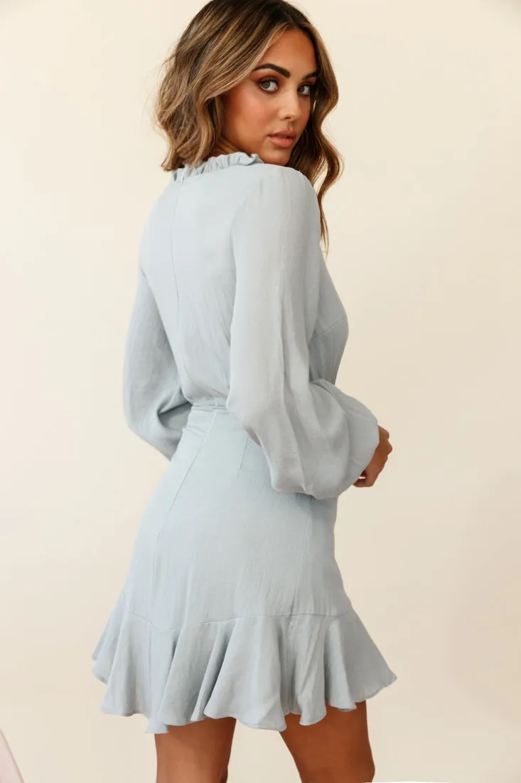 Santorini Long Sleeve String Tie Dress Grey