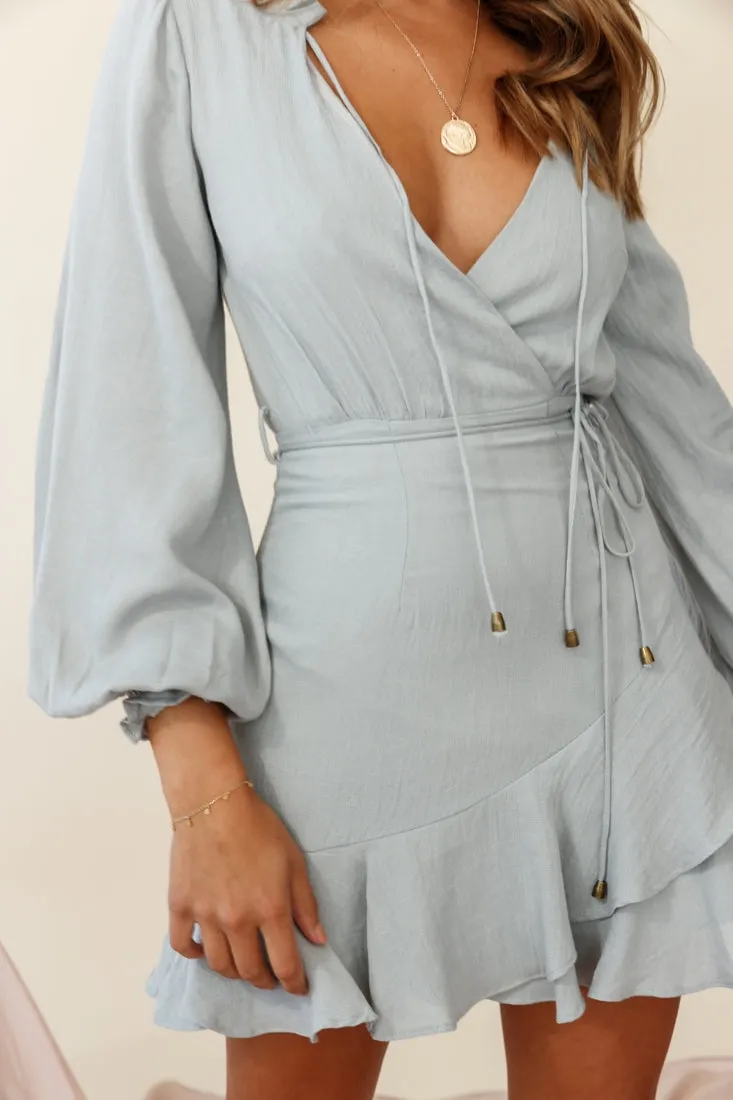 Santorini Long Sleeve String Tie Dress Grey