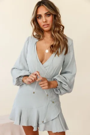 Santorini Long Sleeve String Tie Dress Grey