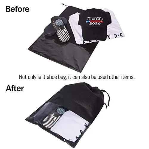 Shoe bag - 12 Pcs Shoe Storage Bags for Men and Women, Waterproof Large Travel Gym Shoe Bag Pouch Organizer, Black