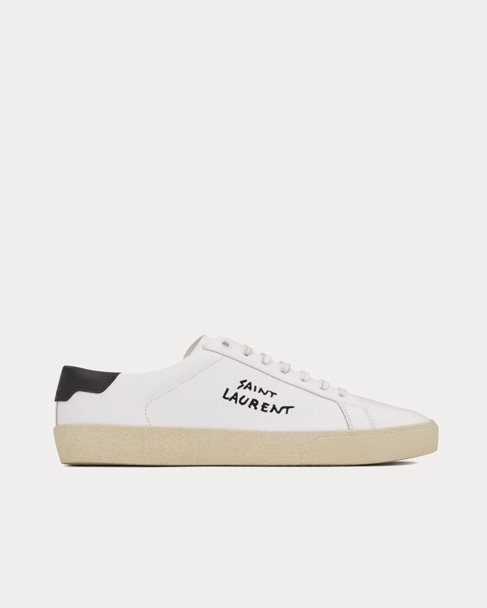 SL/06 Court Classic Embroidered Smooth Leather Optic White Low Top Sneakers