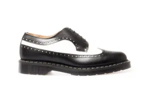 Solovair Black & White Hi-Shine 5 Eyelet American Brogue Shoe Made In England