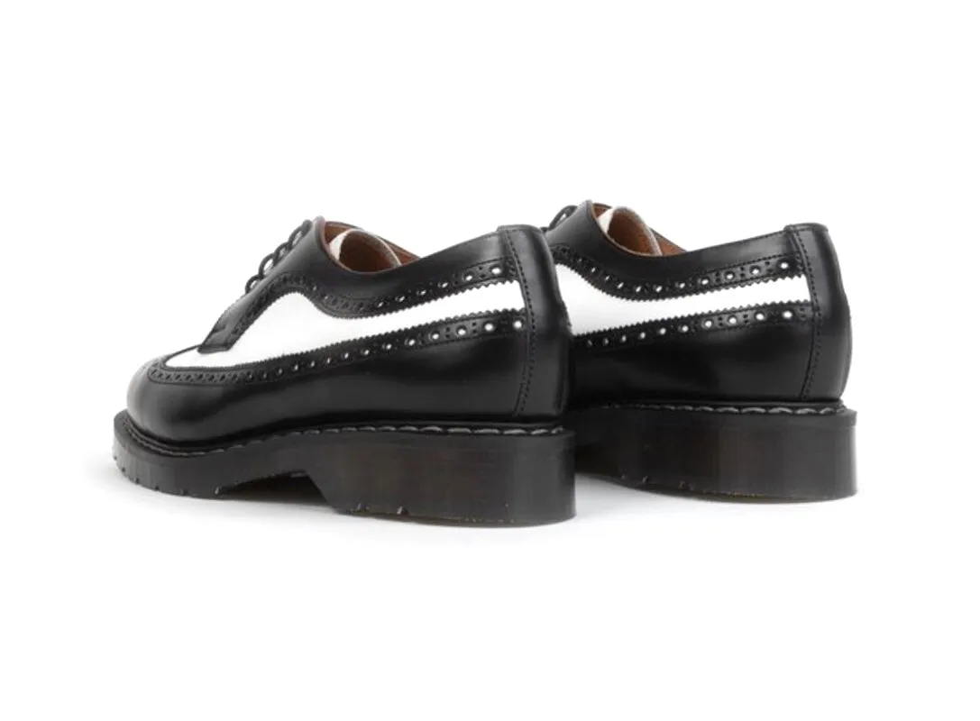Solovair Black & White Hi-Shine 5 Eyelet American Brogue Shoe Made In England