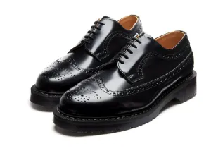 Solovair Black Hi-Shine 5 Eyelet American Brogue Shoe Made In England