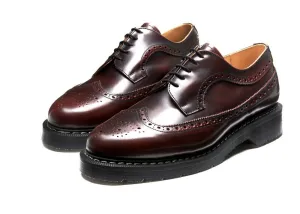 Solovair Burgundy Rub-off 5 Eyelet Hi Shine American Brogue Shoe Made In England