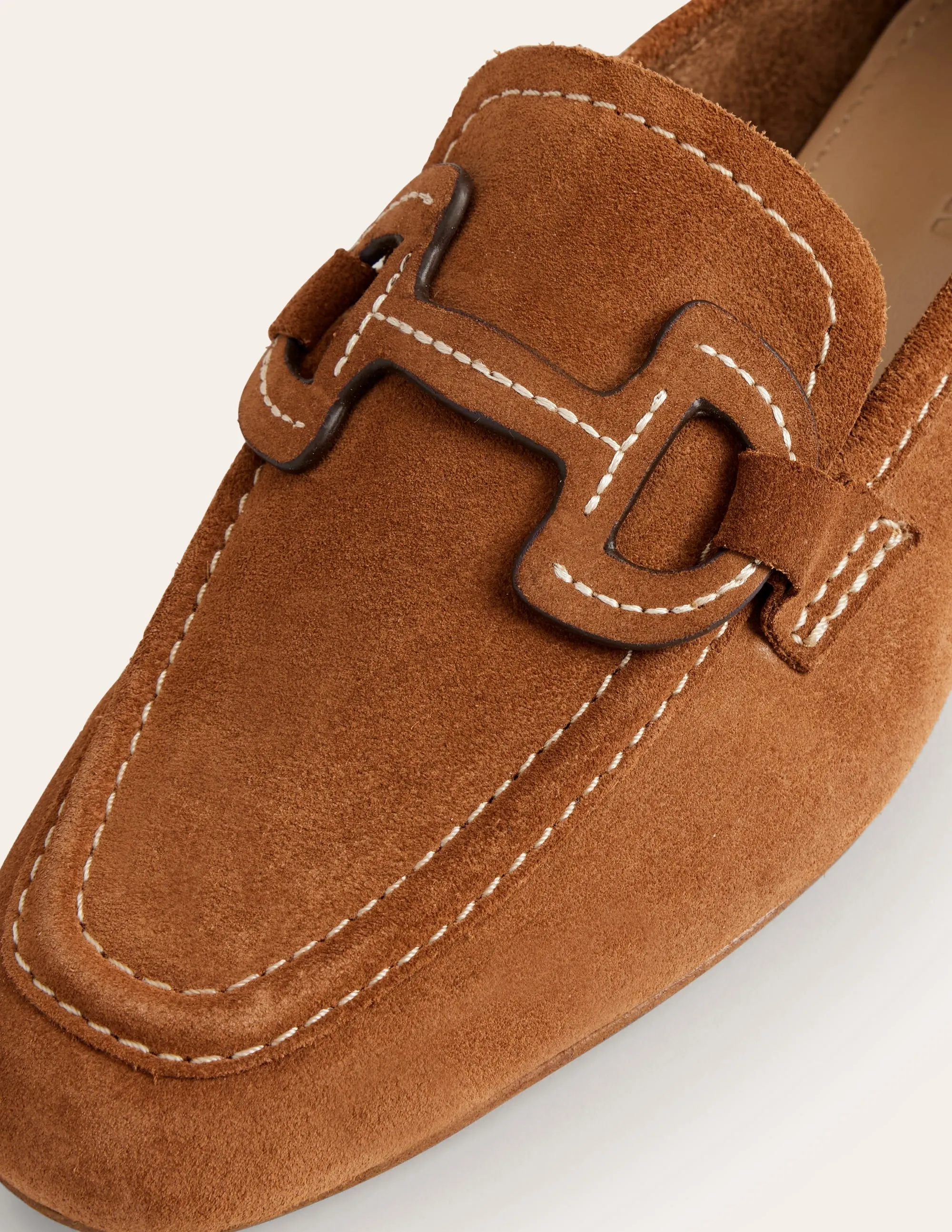 Stitched Snaffle Loafers-Golden Brown Suede
