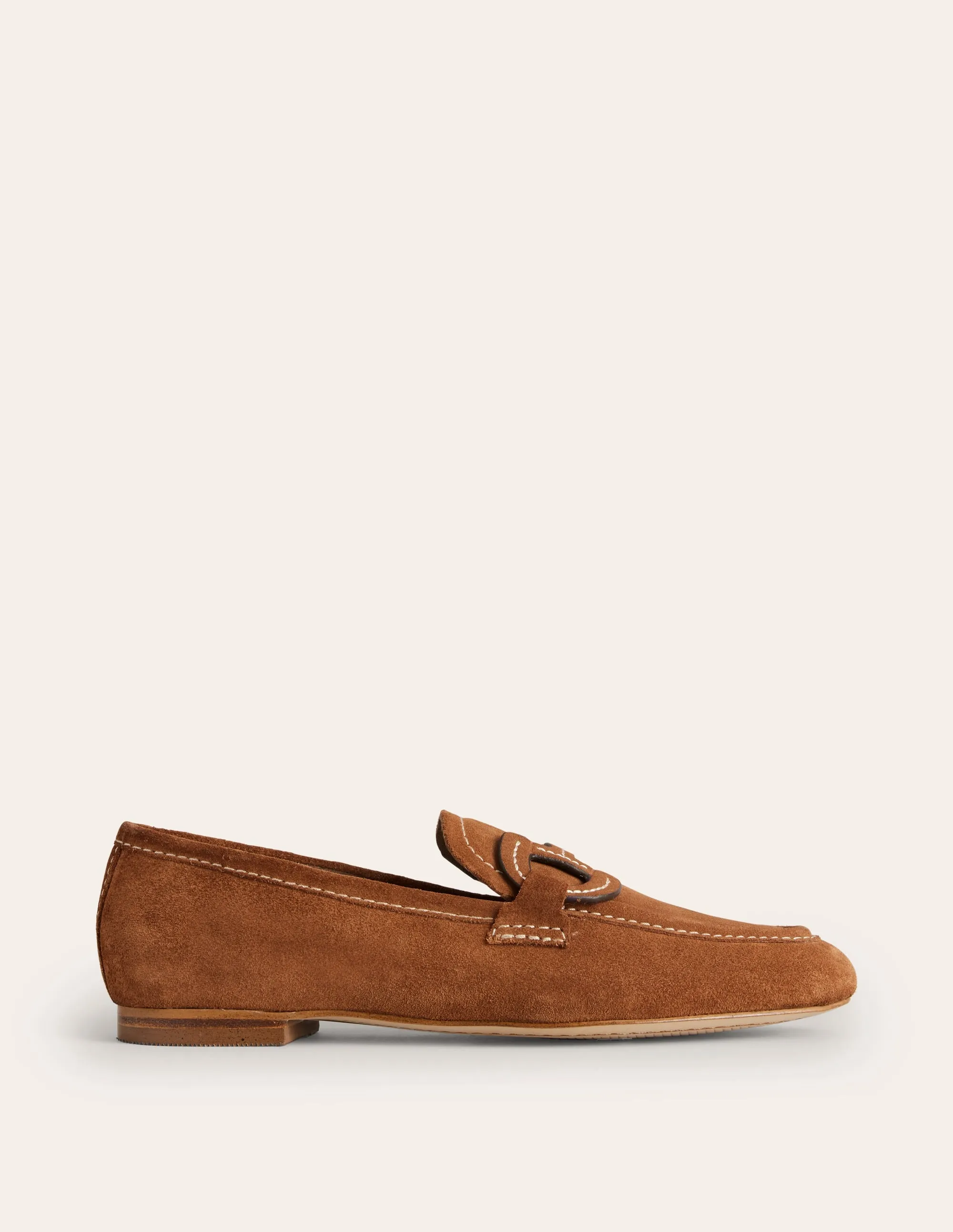 Stitched Snaffle Loafers-Golden Brown Suede