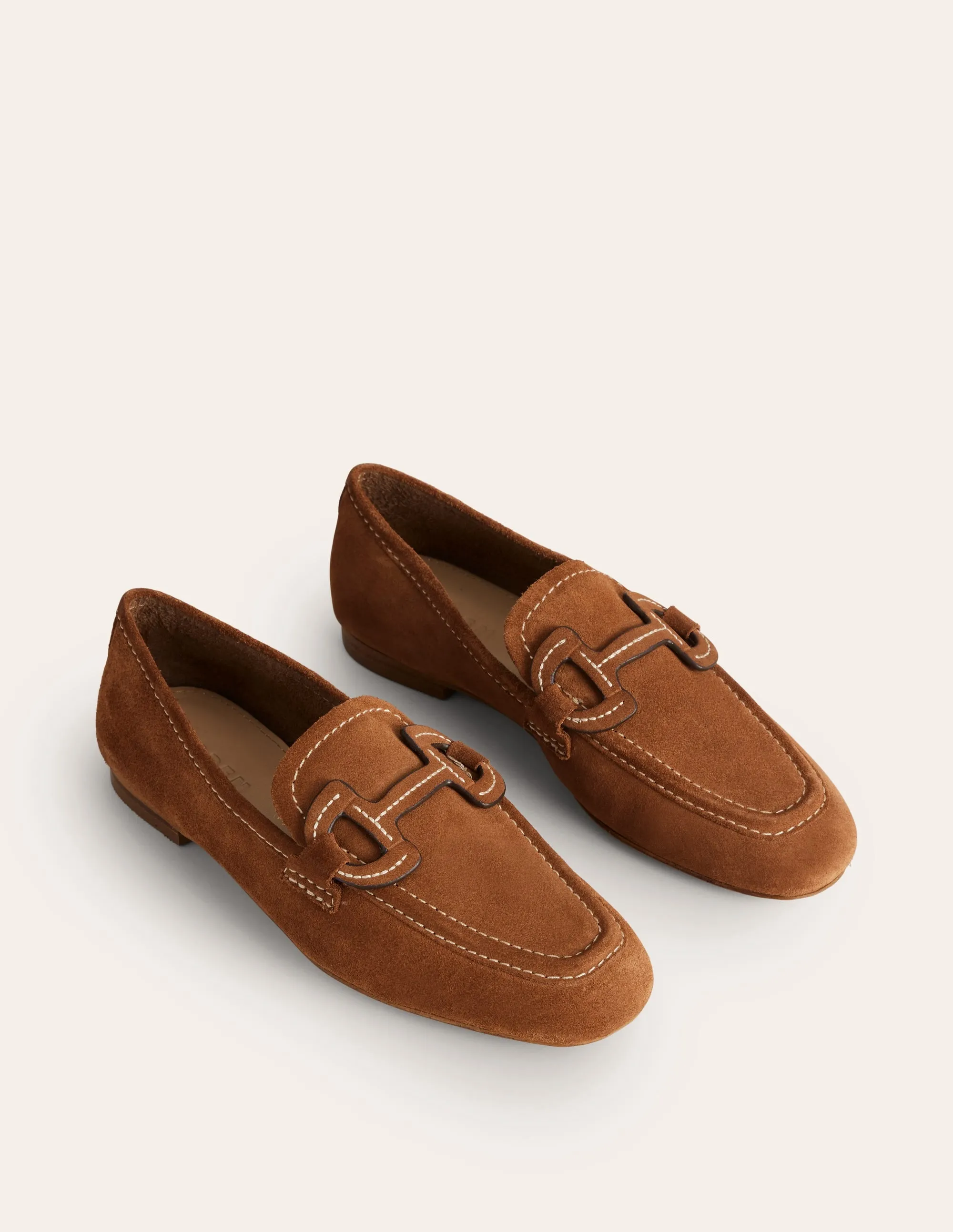 Stitched Snaffle Loafers-Golden Brown Suede