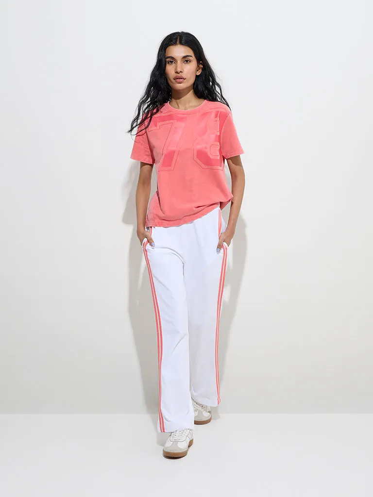 Studiofit Coral Numerical-Printed Cotton T-Shirt