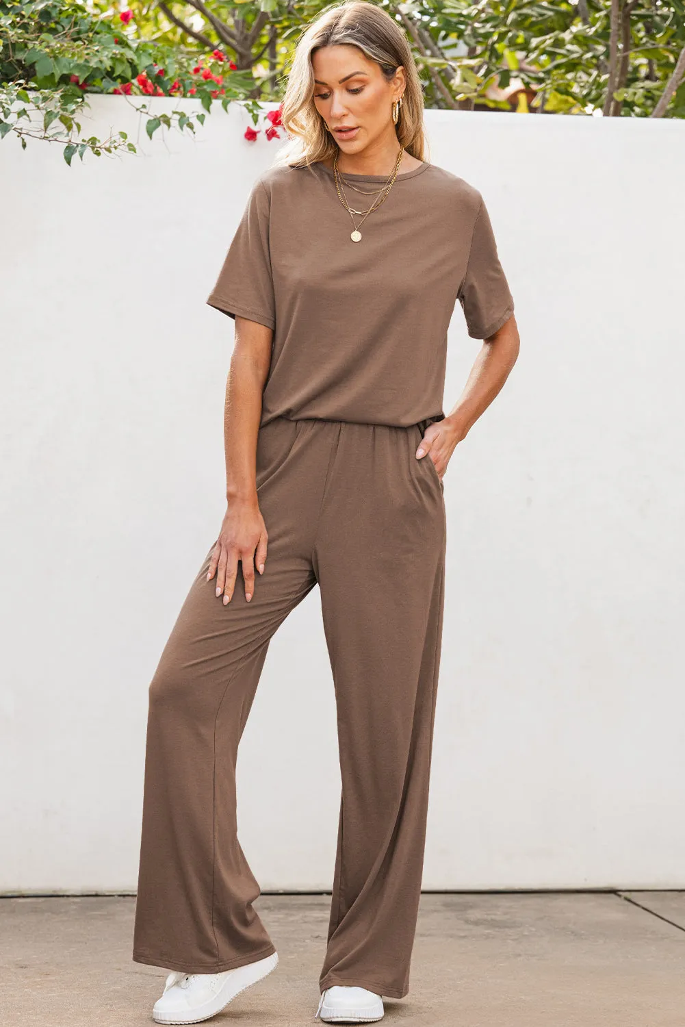 T Shirt 2pcs Wide Leg Pants Set