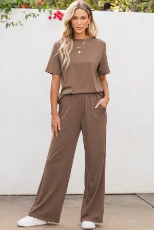 T Shirt 2pcs Wide Leg Pants Set