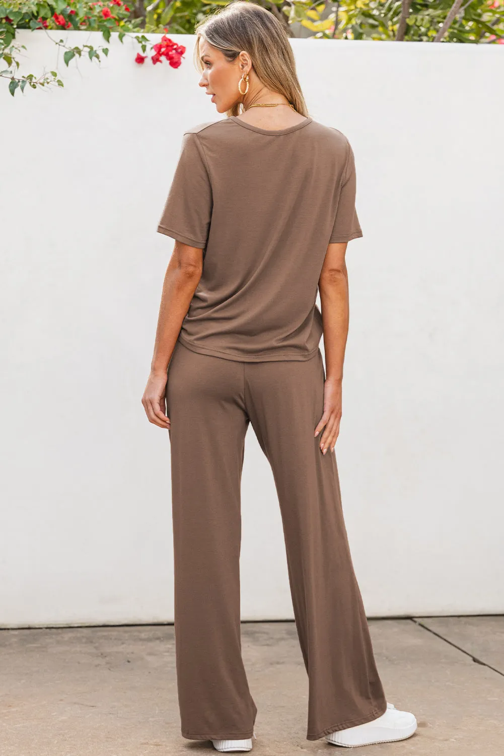 T Shirt 2pcs Wide Leg Pants Set