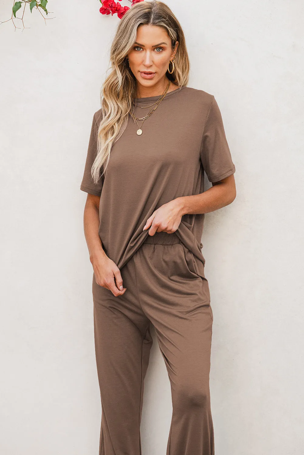 T Shirt 2pcs Wide Leg Pants Set
