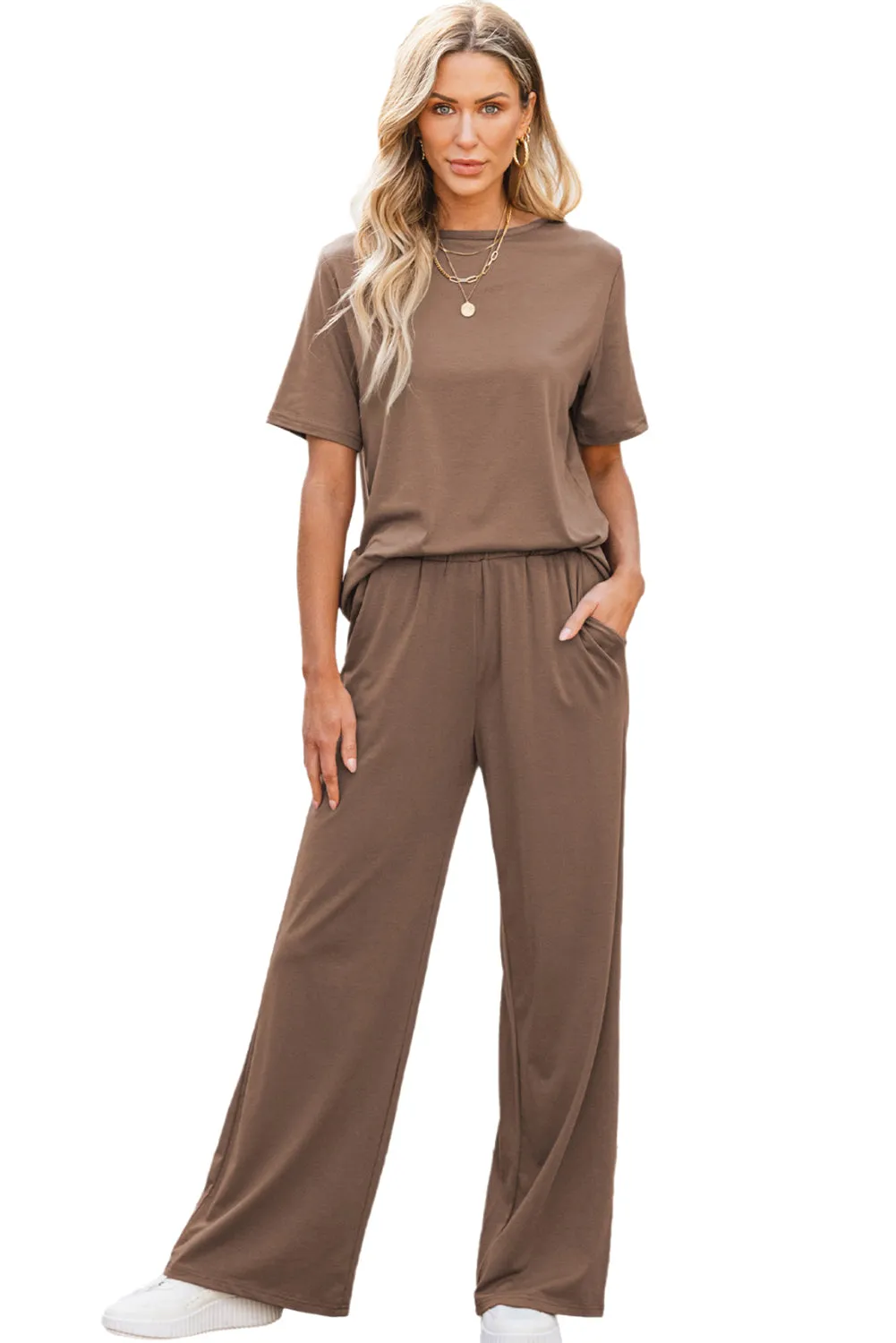 T Shirt 2pcs Wide Leg Pants Set
