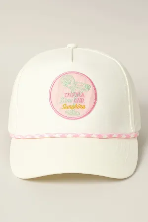 Tequila Lime and Sunshine Embroidery Trucker Hat/ Pink