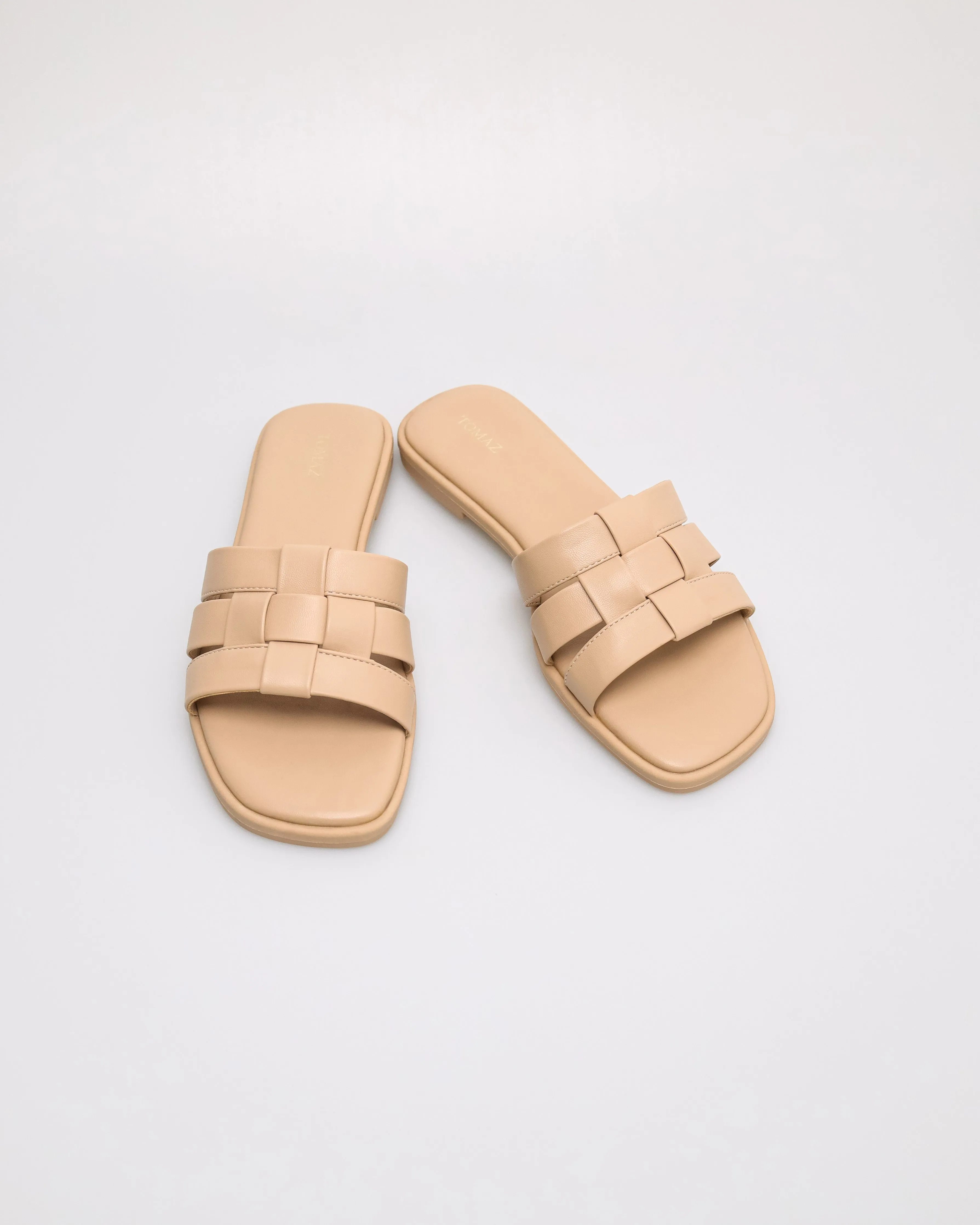 Tomaz YX224 Ladies Petite Weave Flats (Beige)