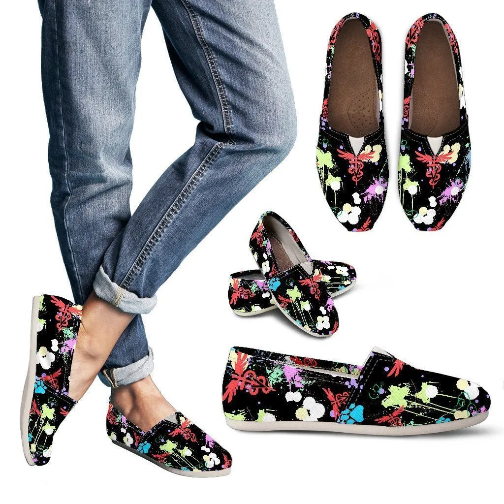 Veterinary Pattern Black Women's Casual Shoes