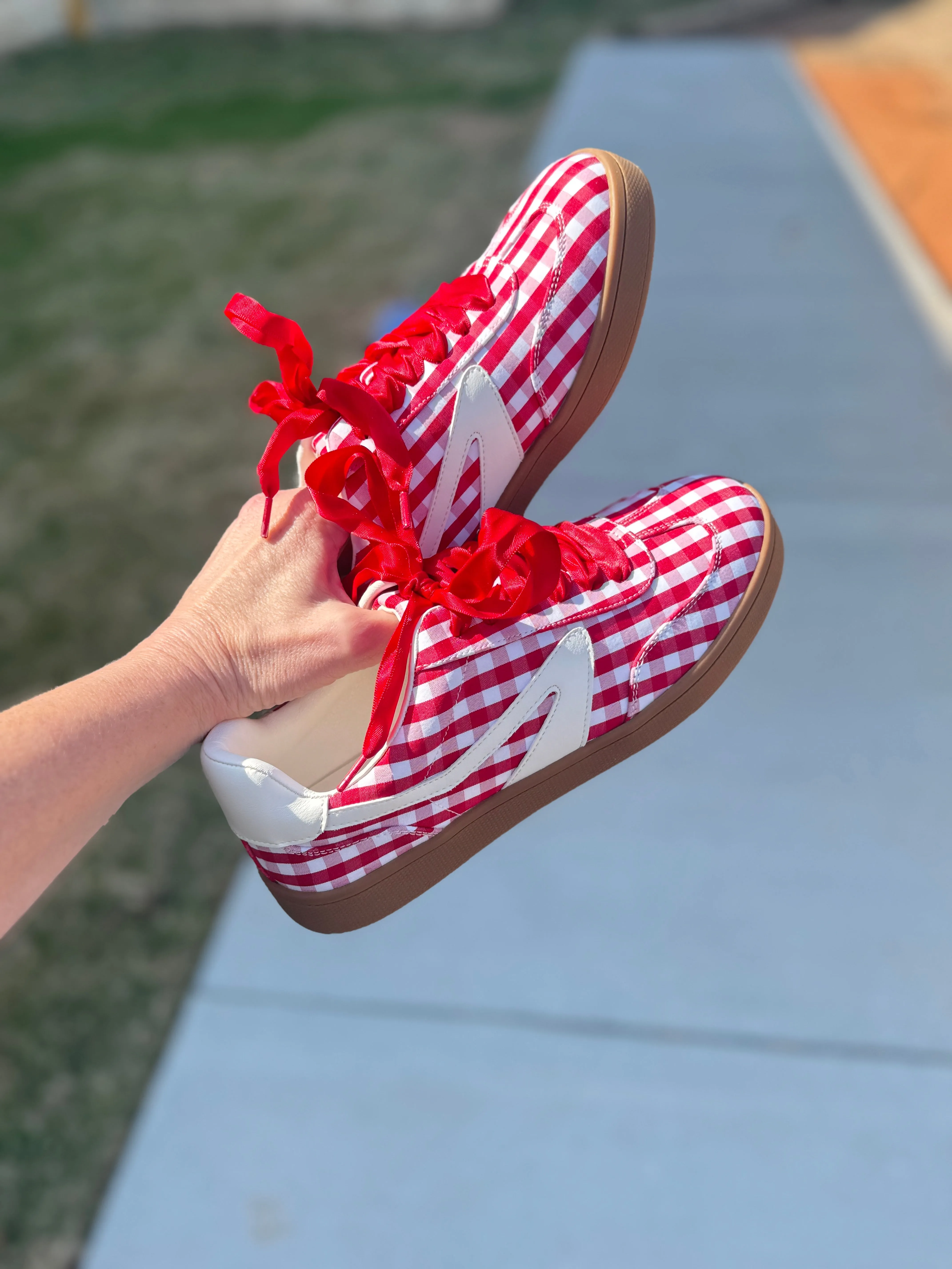 Voyage Sneaker- Red Gingham