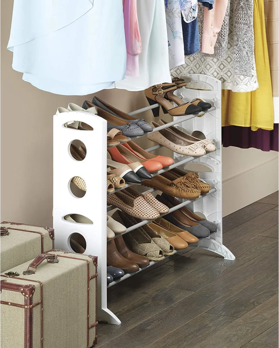 Whitmor White Stand 20 Pair Floor Shoe Rack