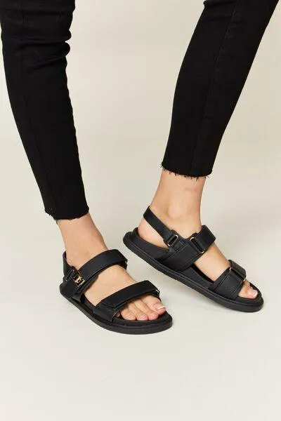 Wild Diva Double Strap Black Slingback Sandals