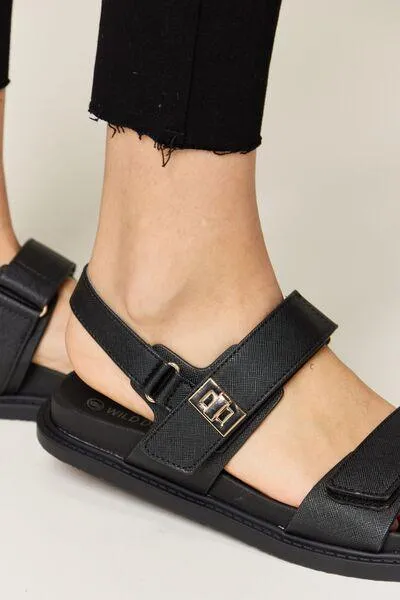 Wild Diva Double Strap Black Slingback Sandals