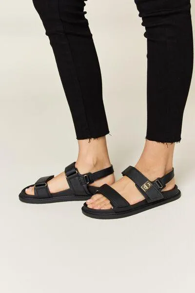 Wild Diva Double Strap Black Slingback Sandals