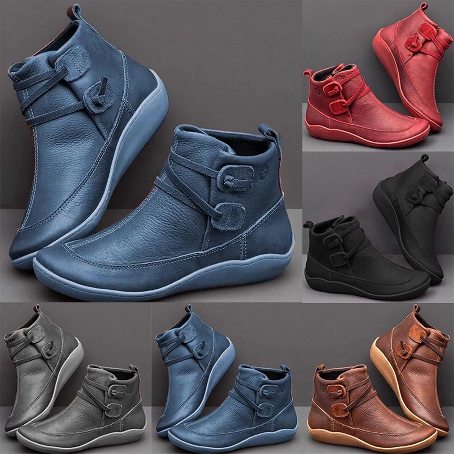 Women's Ankle Boots & Booties Womens Black Booties Low Heel Women's Slip On Boots Work Boot Shoe Laces Men Lightweight Cute Round Toe Closed Toe Wide Fit Available