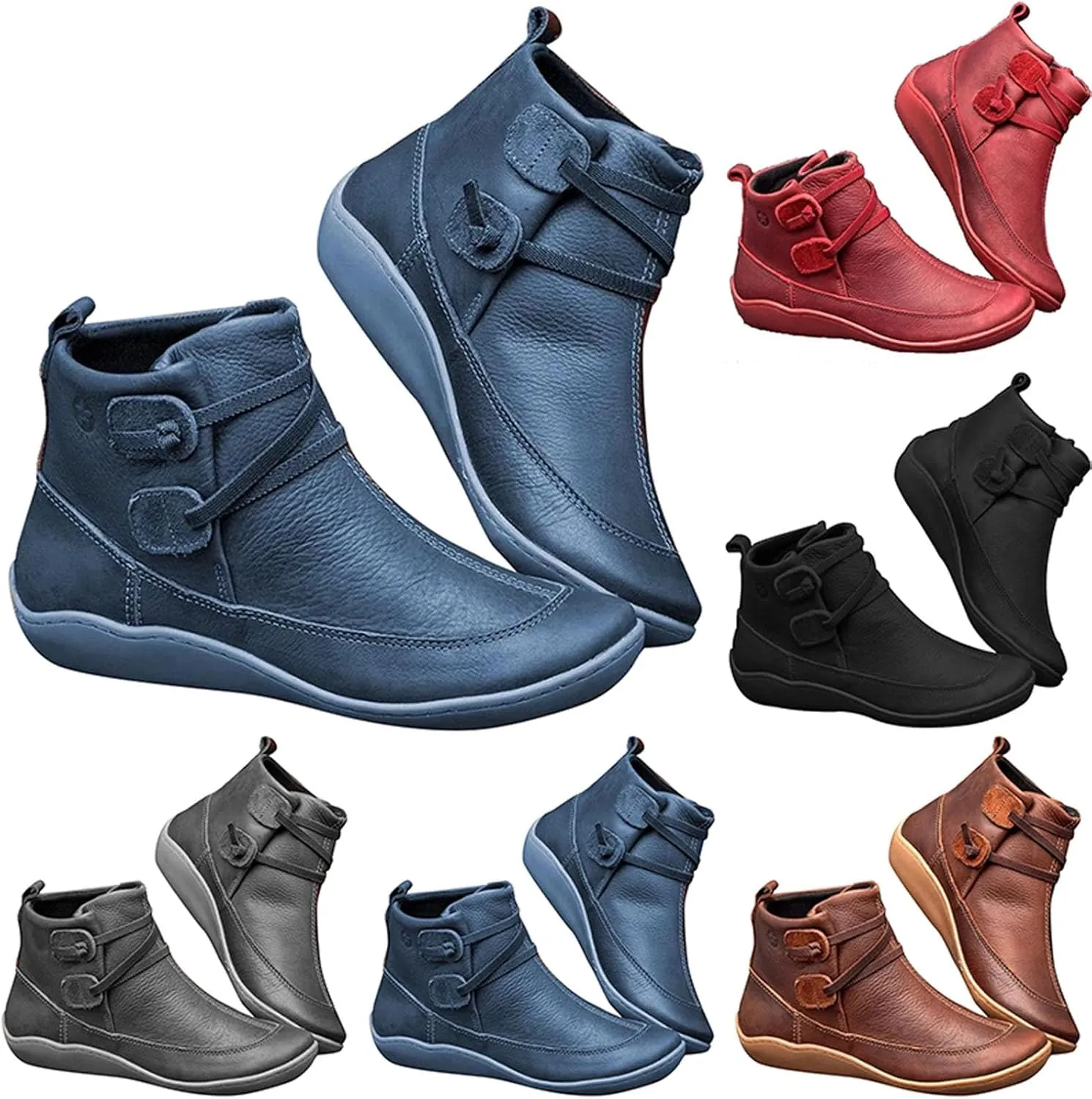 Women's Ankle Boots & Booties Womens Black Booties Low Heel Women's Slip On Boots Work Boot Shoe Laces Men Lightweight Cute Round Toe Closed Toe Wide Fit Available