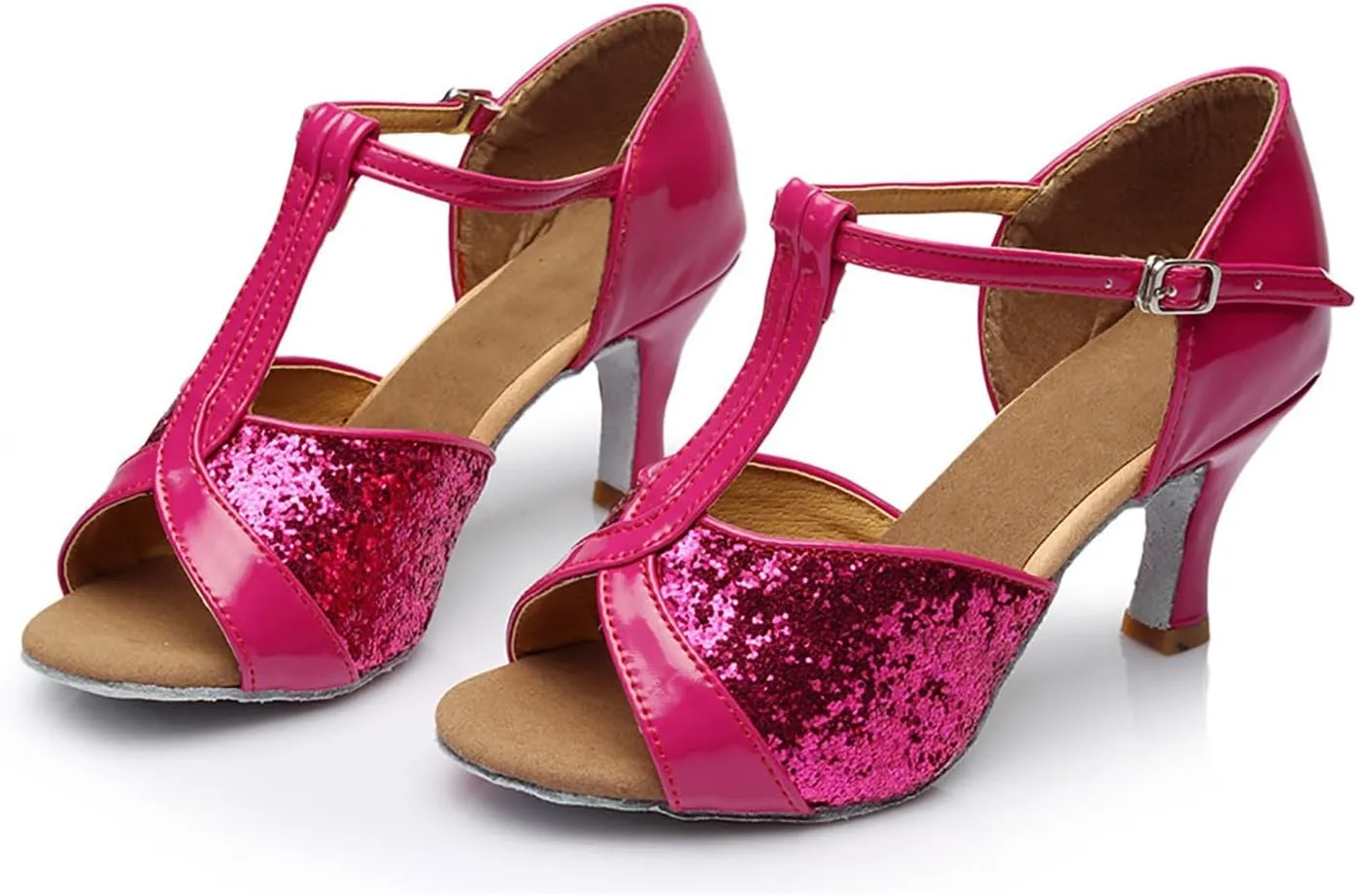 Women's Latin Dance Shoes Ballroom Performance Practice Dancing Shoes High Heels Women Slide Sandals Memory Foam