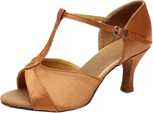 Women's Latin Dance Shoes Ballroom Performance Practice Dancing Shoes High Heels Women Slide Sandals Memory Foam